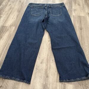 Old Navy Wide Leg Jeans Womens Plus Size 22 Dark Wash Mid Rise Blue Denim NEW